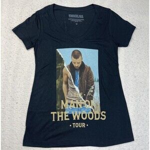 Justin Timberlake Women’s Medium Man Of The Woods Tour 2018 V-Neck Black Shirt